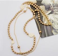Double Chain Pearl Necklace - Gold