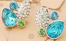 Crystal Earrings With Diamonds - Silver