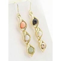 Colorful Beads Gold Earrings 