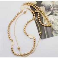 Double Chain Pearl Necklace - Gold