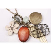 Necklace/Sweater Chain With Wooden Decorations