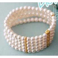 5 Row Pearls Bracelet With Diamonds